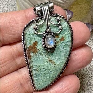 🌈Quantum Quattro and Moonstone Pendant with Silver Accents